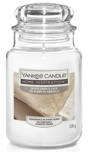 YANKEE CANDLE Yankee Candle Home Inspiration fragranza White Linen & Lace (lino bianco) candela grande